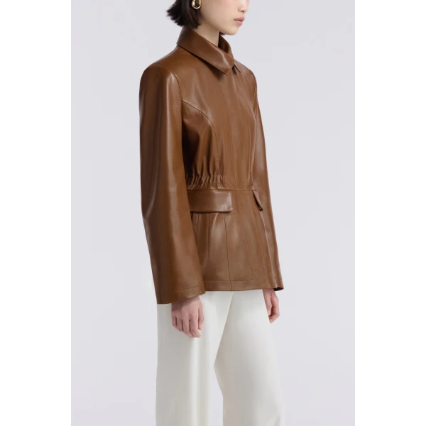 Nour Hammour Jackets Color | Wells Cinched Leather Jacket luxury leather Jackets from Luxury Shoes 