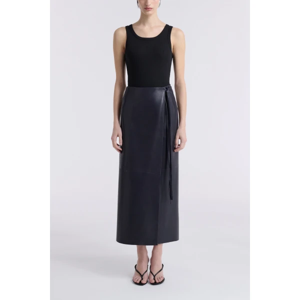 Nour Hammour Skirts Color | Wrap Soft Leather Skirt luxury leather Skirts from Luxury Shoes 