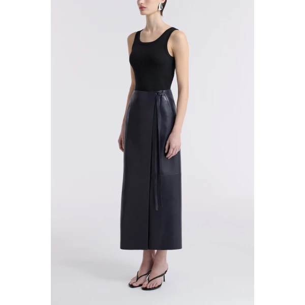 Nour Hammour Skirts Color | Wrap Soft Leather Skirt luxury leather Skirts from Luxury Shoes 