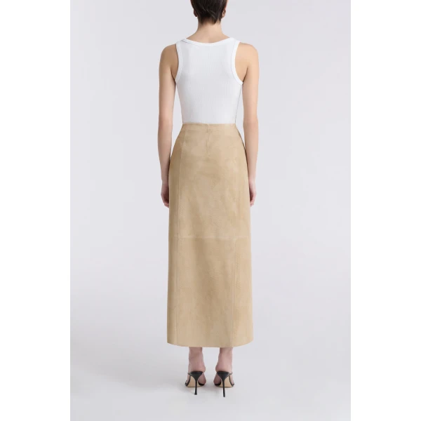 Nour Hammour Skirts Color | Wrap Soft Suede Skirt luxury leather Skirts from Luxury Shoes 