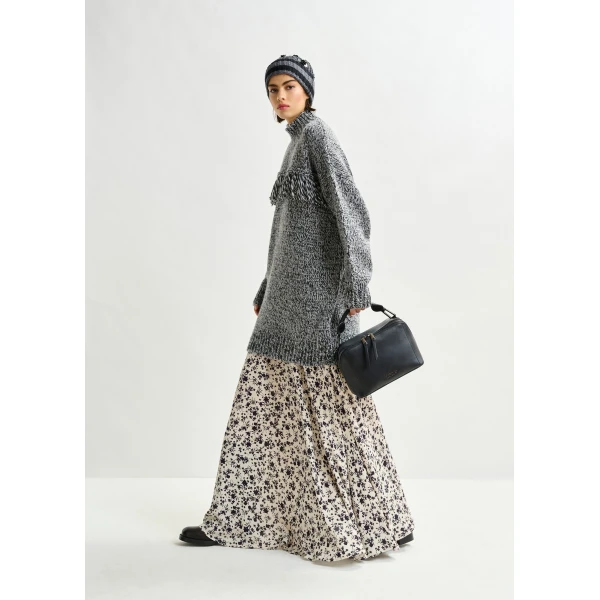 Essentiel Antwerp Off-white and black floral maxi skirt - Essentiel Antwerp Skirts - Colorful Belgian Design - Shop at Luxury Shoes 