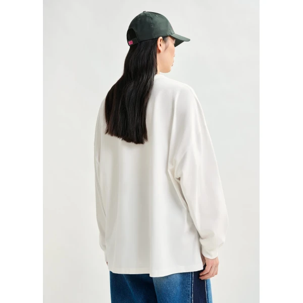 Essentiel Antwerp Off-white and green printed organic cotton long-sleeve T-shirt - Essentiel Antwerp Shirts - Colorful Belgian Design - Shop at Luxury Shoes 