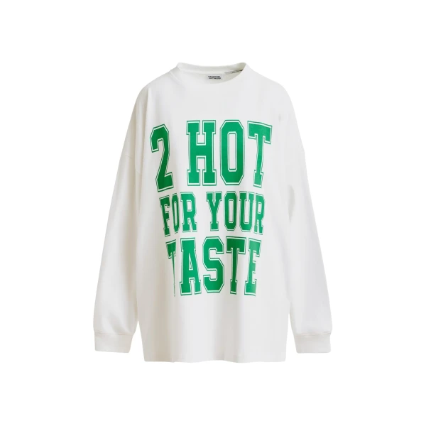 Essentiel Antwerp Off-white and green printed organic cotton long-sleeve T-shirt - Essentiel Antwerp Shirts - Colorful Belgian Design - Shop at Luxury Shoes 