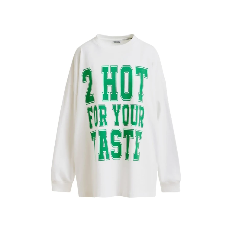 Essentiel Antwerp Off-white and green printed organic cotton long-sleeve T-shirt - Essentiel Antwerp Shirts - Colorful Belgian Design - Shop at Luxury Shoes 