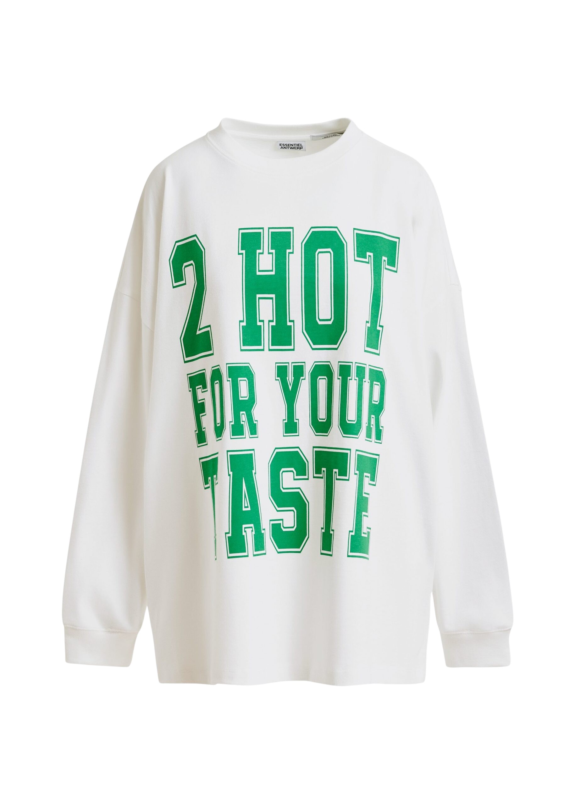 Essentiel Antwerp Off-white and green printed organic cotton long-sleeve T-shirt Top