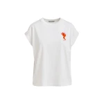 Essentiel Antwerp Off-white cotton T-shirt with bead embroidery - Essentiel Antwerp Shirts - Colorful Belgian Design - Shop at Luxury Shoes 