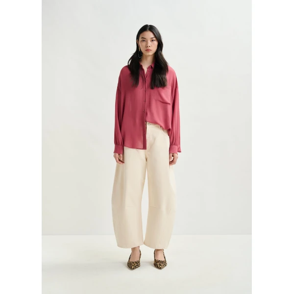 Essentiel Antwerp Off-white cotton cropped barrel-leg jeans - Essentiel Antwerp Pants - Colorful Belgian Design - Shop at Luxury Shoes 