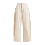 Essentiel Antwerp Off-white cotton cropped barrel-leg jeans - Essentiel Antwerp Pants - Colorful Belgian Design - Shop at Luxury Shoes 
