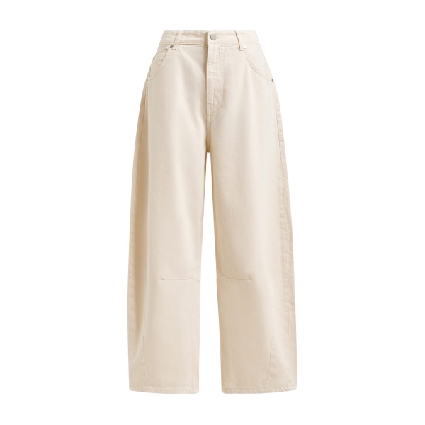 Essentiel Antwerp Off-white cotton cropped barrel-leg jeans - Essentiel Antwerp Pants - Colorful Belgian Design - Shop at Luxury Shoes 