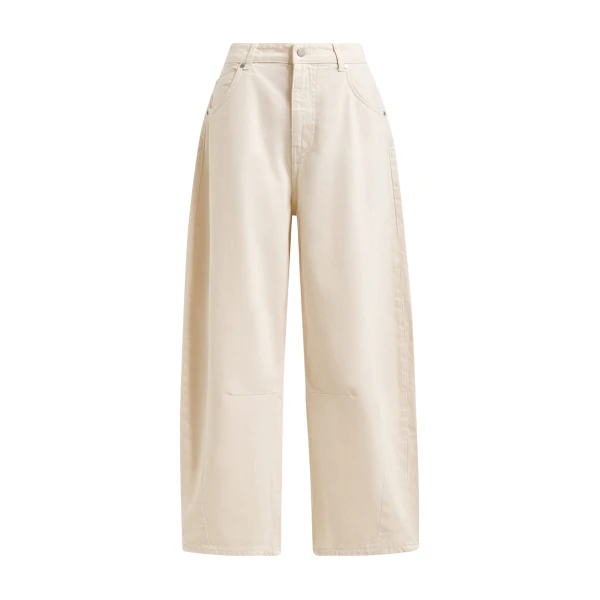 Essentiel Antwerp Off-white cotton cropped barrel-leg jeans - Essentiel Antwerp Pants - Colorful Belgian Design - Shop at Luxury Shoes 