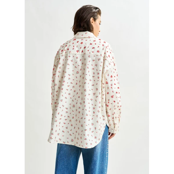 red and green floral-print cotton-blend shirt - Essentiel Antwerp Shirts - Colorful Belgian Design - Shop at Luxury Shoes 