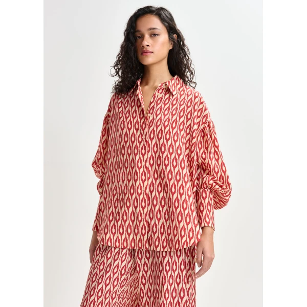 Essentiel Antwerp Orange and beige printed shirt - Essentiel Antwerp Shirts - Colorful Belgian Design - Shop at Luxury Shoes 