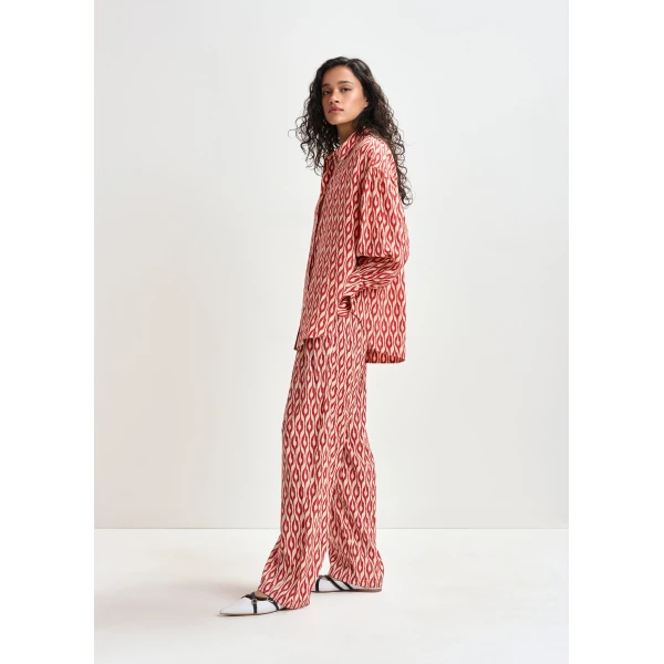 Essentiel Antwerp Orange and beige printed shirt - Essentiel Antwerp Shirts - Colorful Belgian Design - Shop at Luxury Shoes 