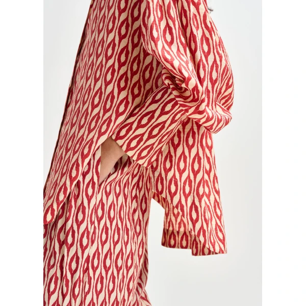 Essentiel Antwerp Orange and beige printed shirt - Essentiel Antwerp Shirts - Colorful Belgian Design - Shop at Luxury Shoes 