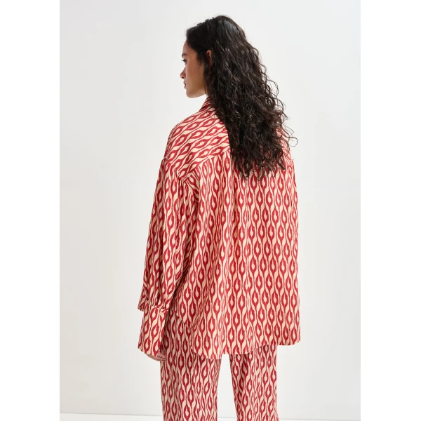 Essentiel Antwerp Orange and beige printed shirt - Essentiel Antwerp Shirts - Colorful Belgian Design - Shop at Luxury Shoes 