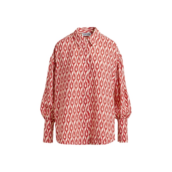 Essentiel Antwerp Orange and beige printed shirt - Essentiel Antwerp Shirts - Colorful Belgian Design - Shop at Luxury Shoes 