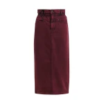 Essentiel Antwerp Overdyed Burdundy midi skirt with paperbag waist - Essentiel Antwerp Skirts - Colorful Belgian Design - Shop at Luxury Shoes 