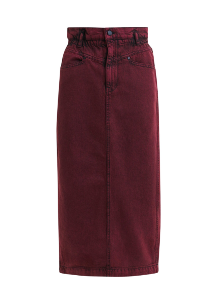 Essentiel Antwerp Overdyed Burdundy midi skirt with paperbag waist - Essentiel Antwerp Skirts - Colorful Belgian Design - Shop at Luxury Shoes 