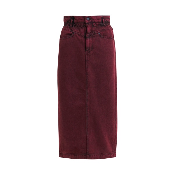 Essentiel Antwerp Overdyed Burdundy midi skirt with paperbag waist - Essentiel Antwerp Skirts - Colorful Belgian Design - Shop at Luxury Shoes 