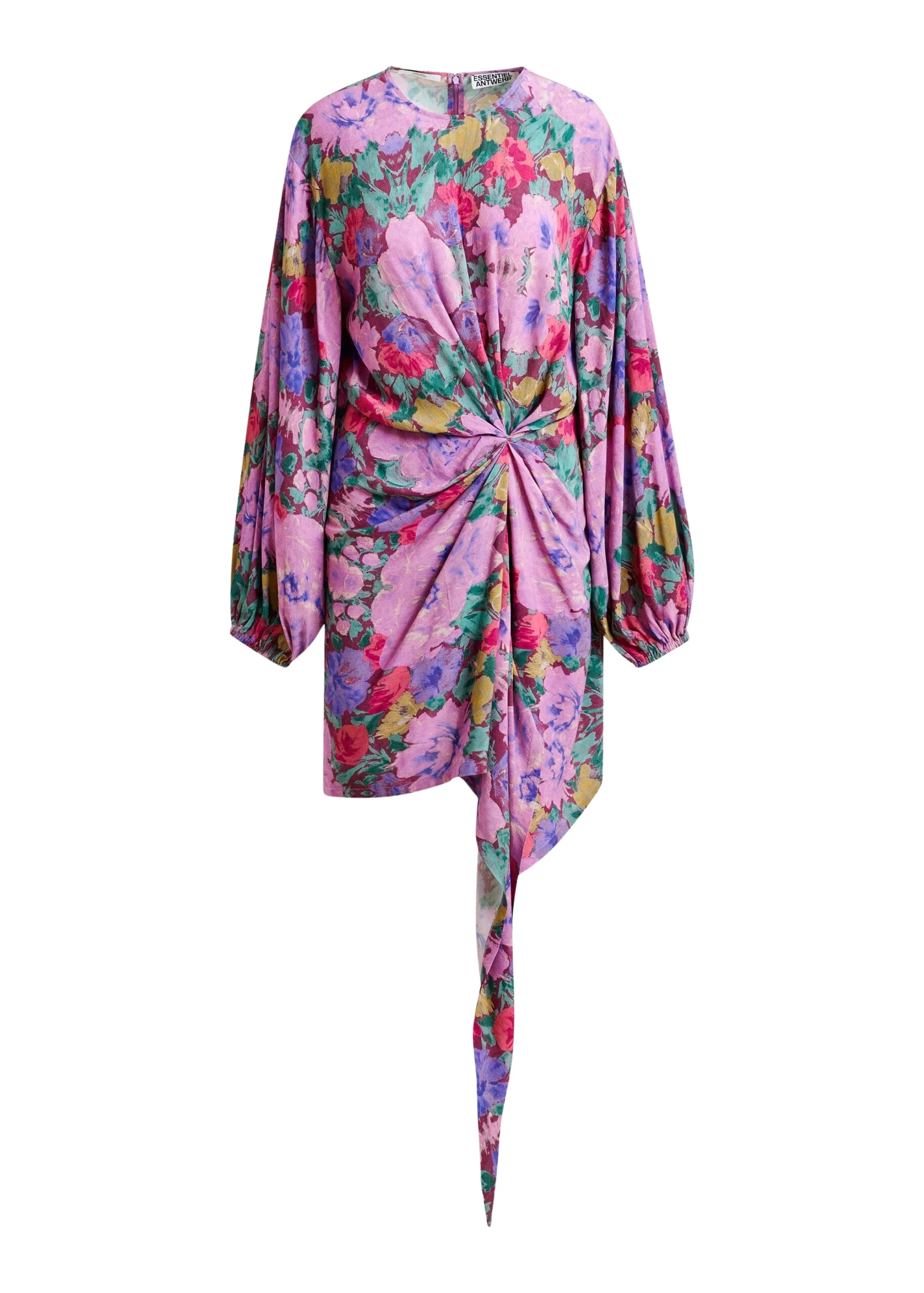 Purple-and-multicolor-gathered-mini-dress-with-draped-skirt-Essentiel-Antwerp-Dresses-scaled65840_nobg Essentiel Antwerp Purple and multicolor gathered mini dress with draped skirt - Essentiel Antwerp Dresses - Colorful Belgian Design - Shop at Luxury Shoes