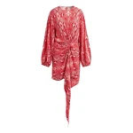 Essentiel Antwerp Red and orange gathered mini dress with draped skirt - Essentiel Antwerp Dresses - Colorful Belgian Design - Shop at Luxury Shoes 