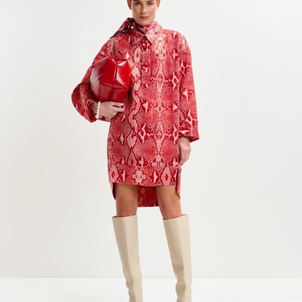 Essentiel Antwerp Red and orange snakeprint minidress Dress, view 2