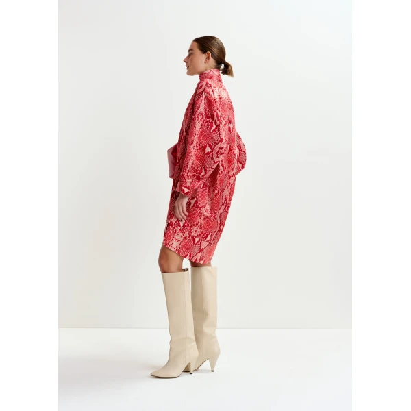 Essentiel Antwerp Red and orange snakeprint minidress - Essentiel Antwerp Dresses - Colorful Belgian Design - Shop at Luxury Shoes 