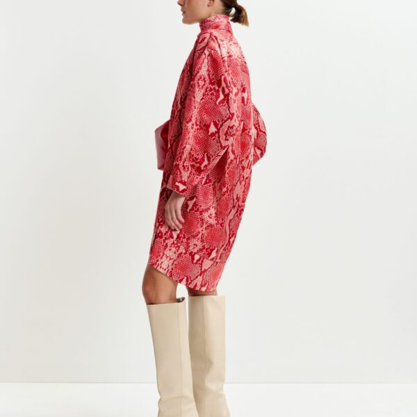 Essentiel Antwerp Red and orange snakeprint minidress Dress, view 3