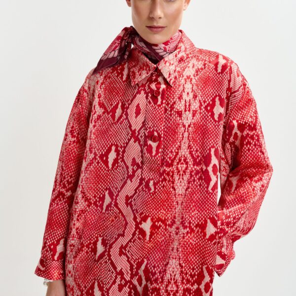 Essentiel Antwerp Red and orange snakeprint minidress Dress, view 4