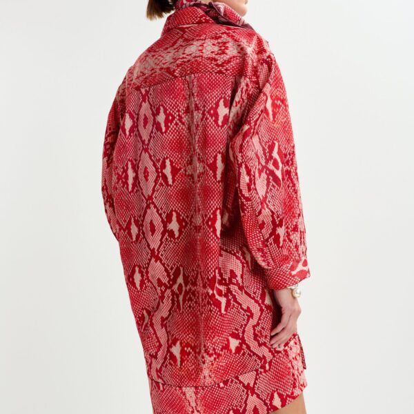 Essentiel Antwerp Red and orange snakeprint minidress Dress, view 5