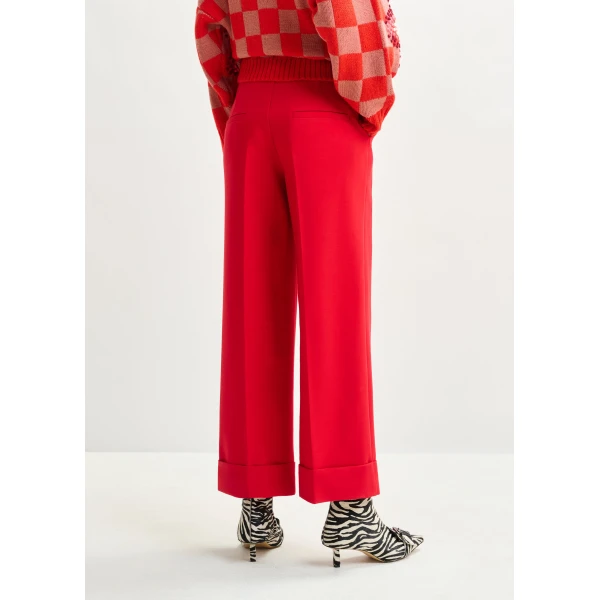Essentiel Antwerp Red cropped pants with folded cuffs - Essentiel Antwerp Pants - Colorful Belgian Design - Shop at Luxury Shoes 
