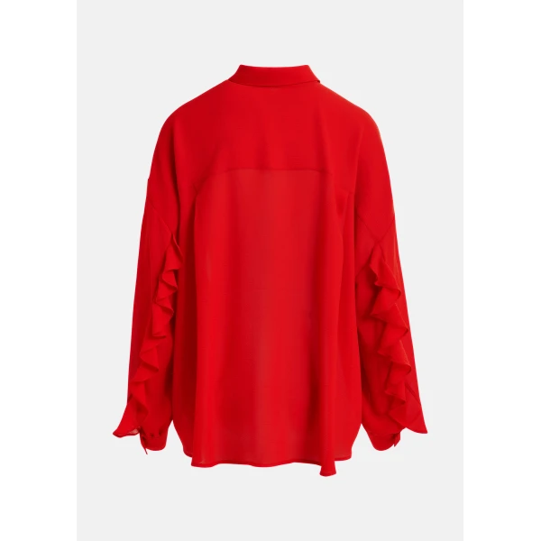 Essentiel Antwerp Red fuffle-sleeve shirt - Essentiel Antwerp Shirts - Colorful Belgian Design - Shop at Luxury Shoes 