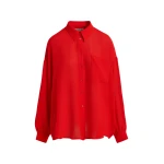 Essentiel Antwerp Red fuffle-sleeve shirt - Essentiel Antwerp Shirts - Colorful Belgian Design - Shop at Luxury Shoes 