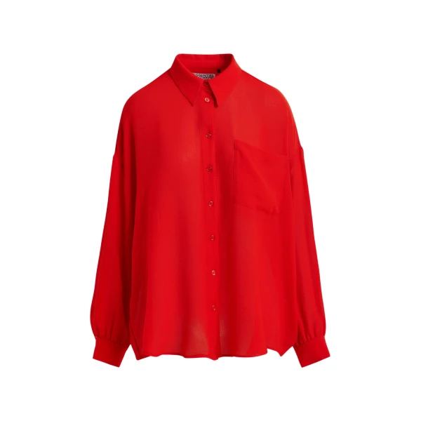 Essentiel Antwerp Red fuffle-sleeve shirt - Essentiel Antwerp Shirts - Colorful Belgian Design - Shop at Luxury Shoes 