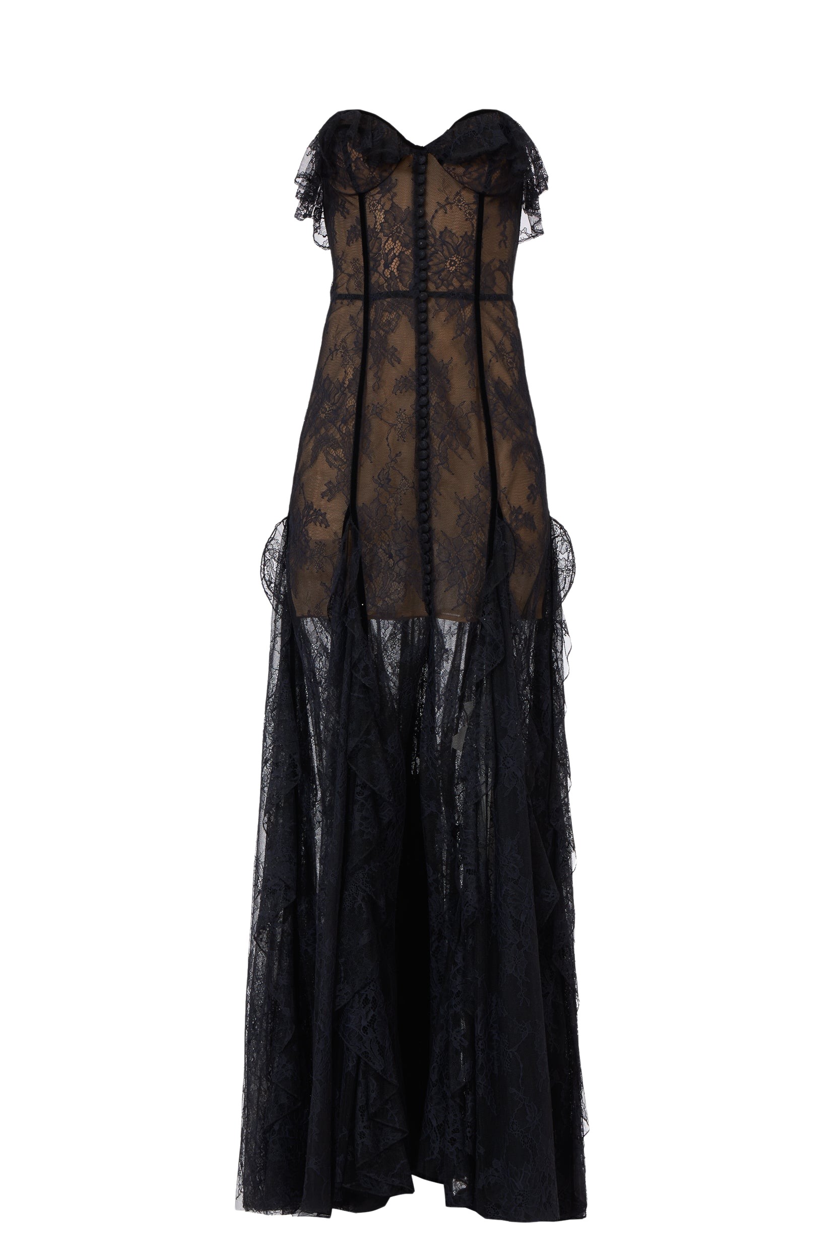 Costarellos Rosaline Bustier Lace Gown