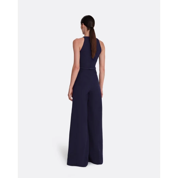 Safiyaa Althea Jumpsuit in Azurite - Safiyaa Jumpsuit - Heavy Crepe Cape Gown - Shop at Luxury Shoes 