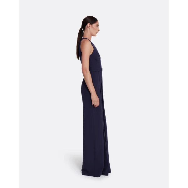 Safiyaa Althea Jumpsuit in Azurite with Multi-blues - Safiyaa Jumpsuit - Heavy Crepe Cape Gown - Shop at Luxury Shoes 