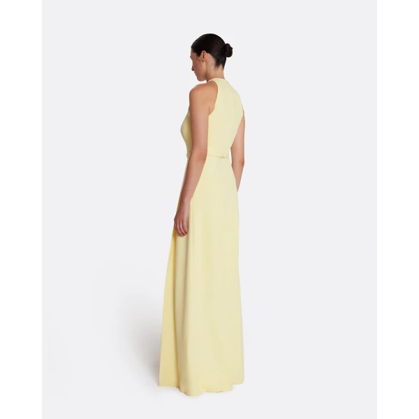 Safiyaa Althea Jumpsuit in Pale Yellow - Safiyaa Jumpsuit - Heavy Crepe Cape Gown - Shop at Luxury Shoes 