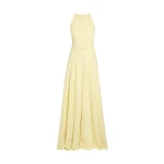 Safiyaa Althea Jumpsuit in Pale Yellow - Safiyaa Jumpsuit - Heavy Crepe Cape Gown - Shop at Luxury Shoes 