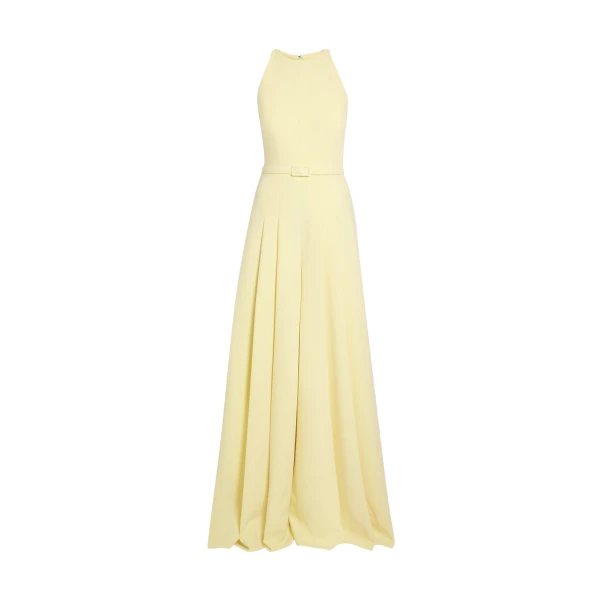 Safiyaa Althea Jumpsuit in Pale Yellow - Safiyaa Jumpsuit - Heavy Crepe Cape Gown - Shop at Luxury Shoes 