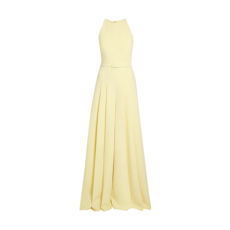 Safiyaa Althea Jumpsuit in Pale Yellow - Safiyaa Jumpsuit - Heavy Crepe Cape Gown - Shop at Luxury Shoes 