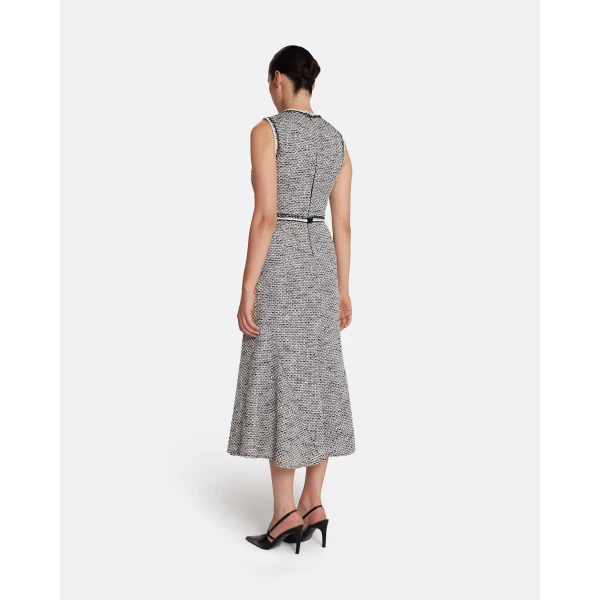 Safiyaa Andrea Midi Dress in Greyscale - Safiyaa Dresses - Heavy Crepe Cape Gown - Shop at Luxury Shoes 
