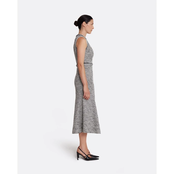 Safiyaa Andrea Midi Dress in Greyscale - Safiyaa Dresses - Heavy Crepe Cape Gown - Shop at Luxury Shoes 