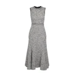 Safiyaa Andrea Midi Dress in Greyscale - Safiyaa Dresses - Heavy Crepe Cape Gown - Shop at Luxury Shoes 