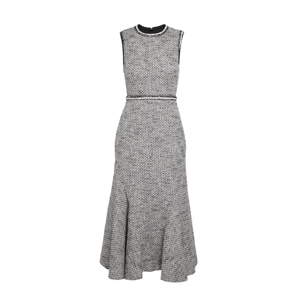 Safiyaa Andrea Midi Dress in Greyscale - Safiyaa Dresses - Heavy Crepe Cape Gown - Shop at Luxury Shoes 