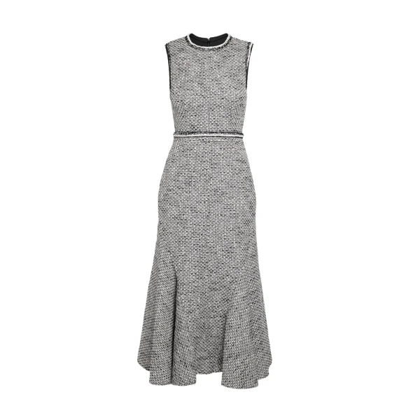 Safiyaa Andrea Midi Dress in Greyscale - Safiyaa Dresses - Heavy Crepe Cape Gown - Shop at Luxury Shoes 