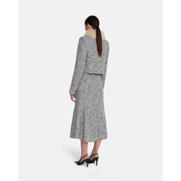 Safiyaa Annalisa Jacket in Stone on Greyscale - Safiyaa Jackets - Heavy Crepe Cape Gown - Shop at Luxury Shoes 