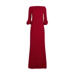 Safiyaa Danica Long Dress in Azalea Red - Safiyaa Dresses - Heavy Crepe Cape Gown - Shop at Luxury Shoes 
