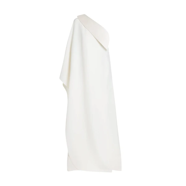 Safiyaa Eleonora Long Dress in Ivory - Safiyaa Dresses - Heavy Crepe Cape Gown - Shop at Luxury Shoes 