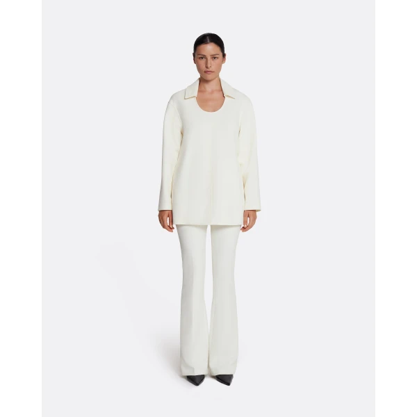 Safiyaa Giovanna Top in Ivory - Safiyaa Tops - Heavy Crepe Cape Gown - Shop at Luxury Shoes 